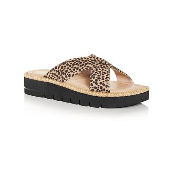 STUART WEITZMAN Womens Beige Woven Breathable Wova Square Toe Slip On Leather Slide Sandals Shoes main image 1